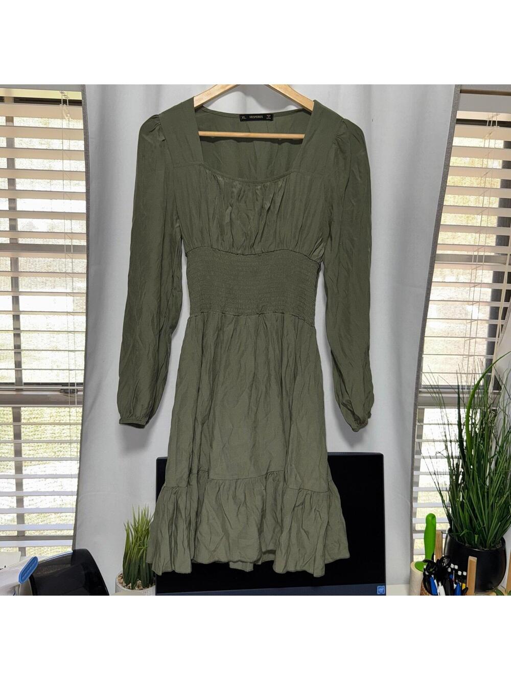 boho-style sage green mini dress from Hesperus XL